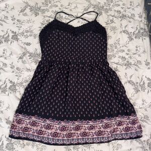Black Floral Mini Dress Spaghetti Stap